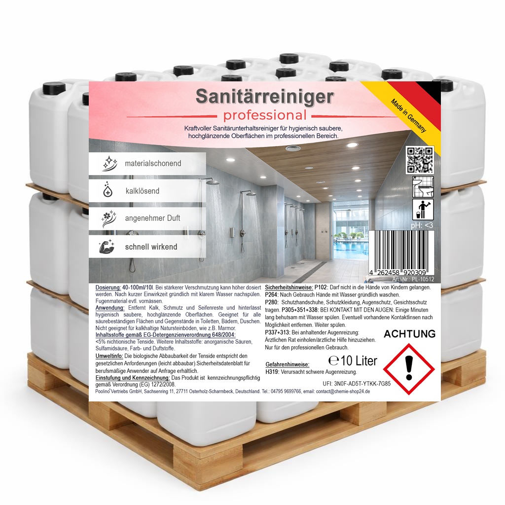 60x Sanitärreiniger Sanitärunterhaltsreiniger 10 Liter Kalkreiniger 1 Palette