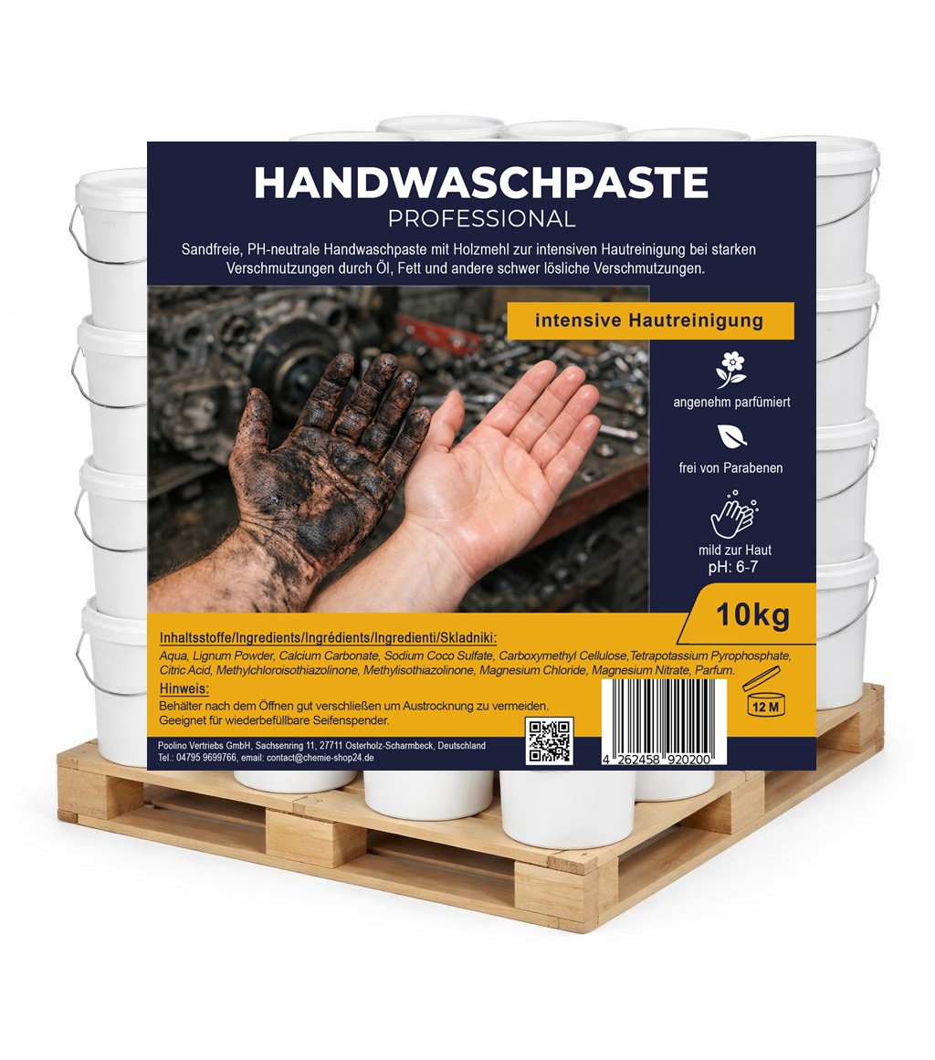 Profi Handwaschpaste 10kg Holzmehlbasis für starke Verschmutzungen 1 Palette 44 Eimer