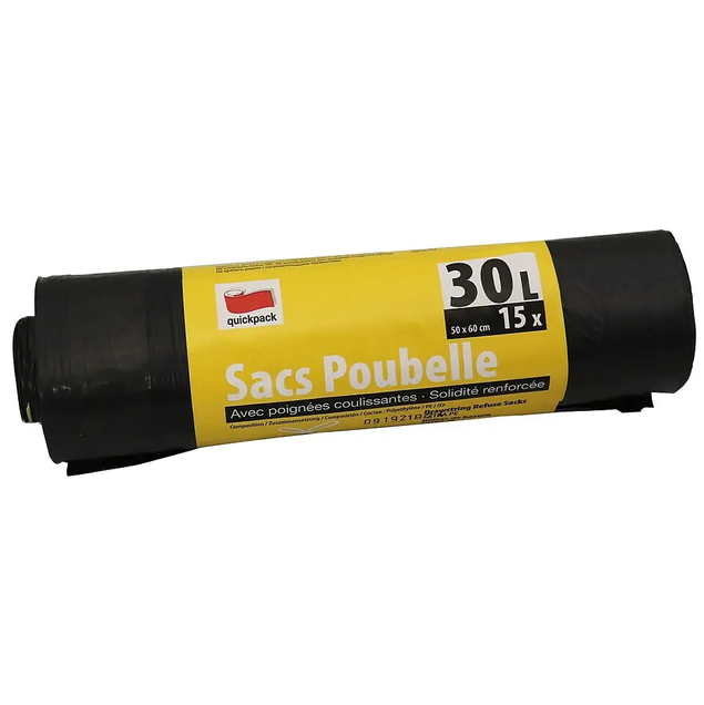 LDPE Müllbeutel extra stark 30 Liter mit Zugband, schwarz, 28 Rollen (420 Stk.)