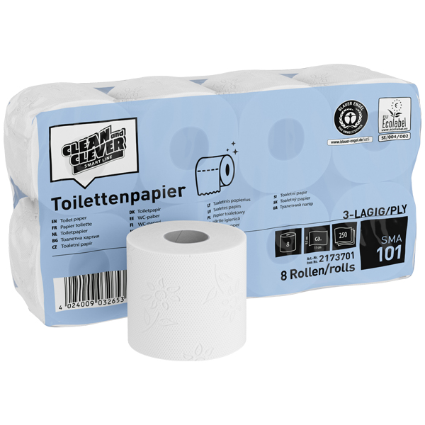 Toilettenpapier 3-lagig 64 Rollen weiß Recyclingpapier