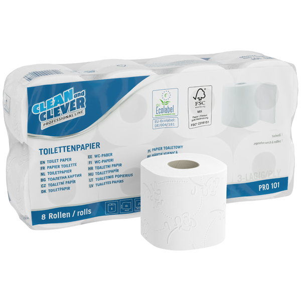 Toilettenpapier 3-lagig 64 Rollen PRO101 hochweiß