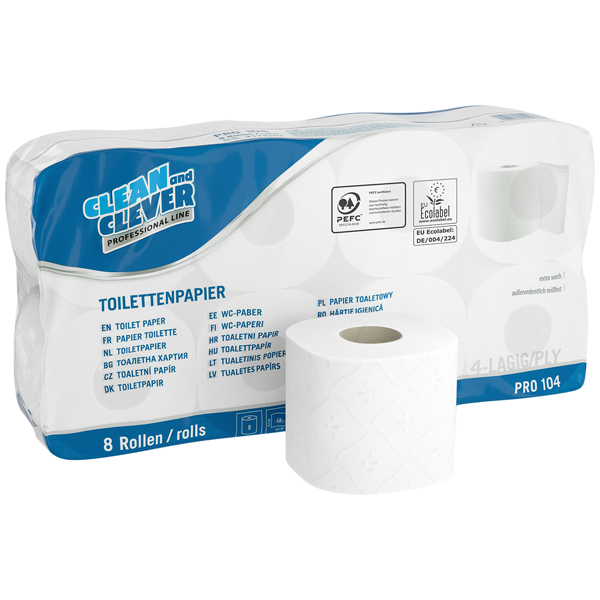Toilettenpapier 4-lagig 72 Rollen PRO104 hochweiß